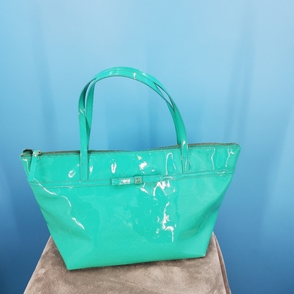 Kate Spade green polka dot tote *flawed* - Picture 3 of 16